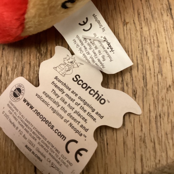 NEW 2002  Neopets Scorchio 8" Plush Red Dragon  Stuffed Animal Vintage - Picture 10 of 10